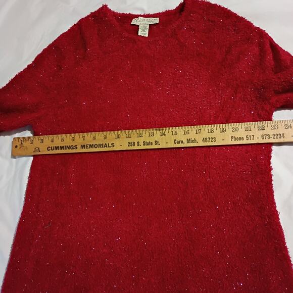 Christmas Red Sparkle Large Sweater Easy Care Tunic Style SOFT Simple Elegance - Picture 5 of 8